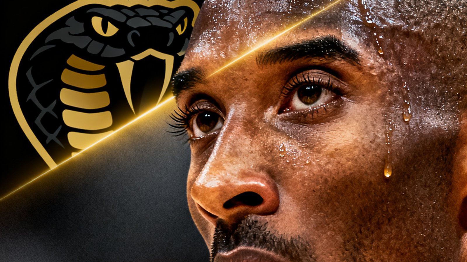 NBA传奇球星科比·布莱恩特纪录片海报，球场上的专注眼神特写与黑曼巴标志